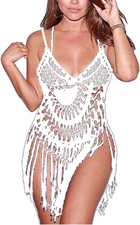 Cxins Women S Sexy Lace Bathing Suit Handmade Crochet Tassel Bikini Cover Up Swimwear Summer