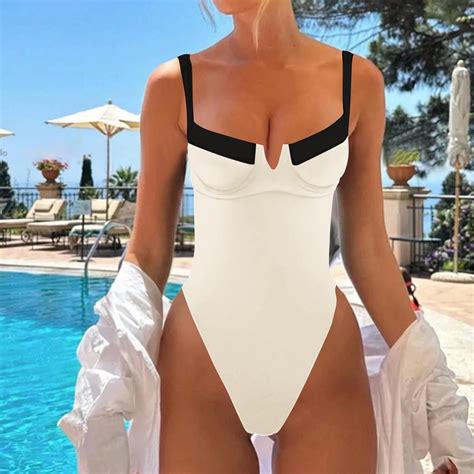 AUNVITO 2025 Elegant Swimsuit For Women New Fashion Comfortable Bikini Women S Sexy Plain Color
