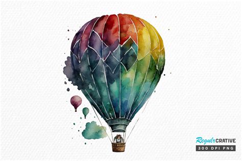 Watercolor Hot Air Balloon Clipart Png Graphic By Regulrcrative Creative Fabrica