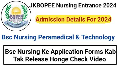 Jkbopee Bsc Nursing Application Forms Releasing Dates Check