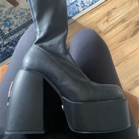 Naked Wolfe Women S Black Boots Depop