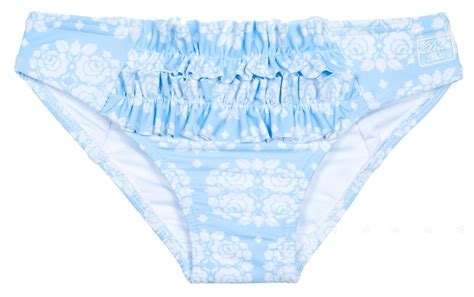 Dolce Petit Girls Blue Flower Print Ruffle Bikini Missbaby
