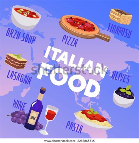 Various Italian Food Names On Map Stock Vector (Royalty Free ...