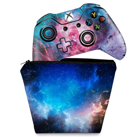 KIT Capa Case E Skin Xbox One Fat Controle Universo Cosmos Pop Arte