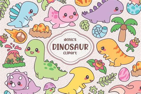 Dinosaur Clipart Cute Dinosaurs Vector Kawaii T Rex