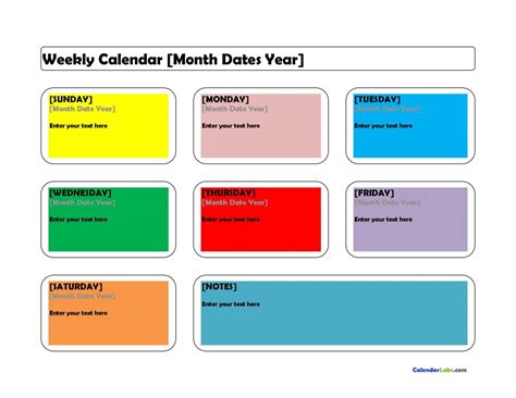 26 Plantillas De Calendario Semanal En Blanco Pdf Excel Word Mundo Plantillas