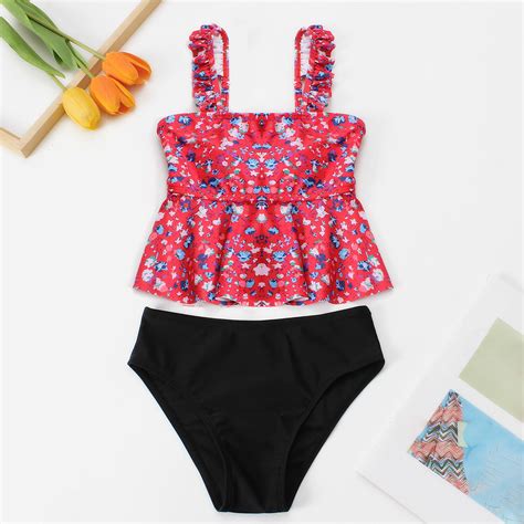 Shldybc Gril S Floral Print Bikini Bathing Suit Piece Swimsuit Summer Fashion Cute Print