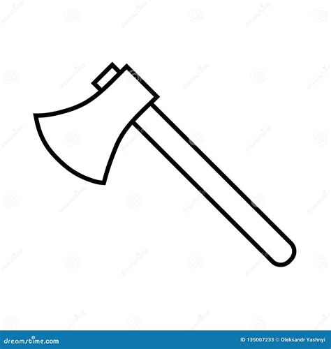 Icon Outline Silhouette Of Axe Isolated On White Background Sign