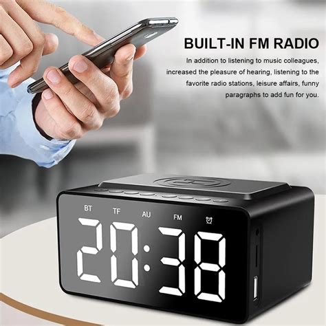 Reloj con Altavoz Bluetooth y carga inalámbrica USB despertador LED