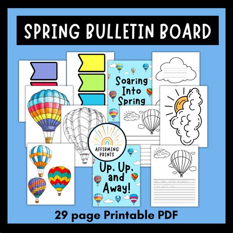 Spring Bulletin Board Kit Hot Air Balloon Craft Hot Air Balloon Bulletin Board Spring Craft