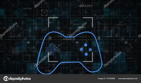 multiple changing numbers scope scanning gaming controller icon blue