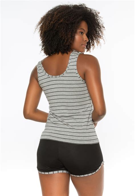 Baby Doll De Malha Listrado Be Lingerie