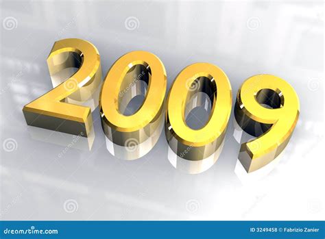 New year 2009 in gold (3D) stock illustration. Image of happy - 3249458