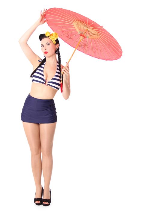 Irina Pin Up 50er Retro Streifen Neckholder Bikini V SugarShock Suicide Glam