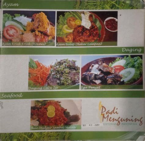 Menu At Padi Menguning Restaurant South Tangerang