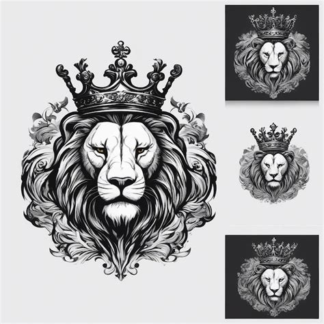 Premium Photo | Lion head with crown elegant and noble logo black and ...