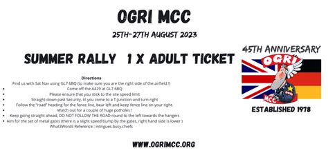 Summer Rally 2023 – Adult Ticket – Gate | OGRI MCC