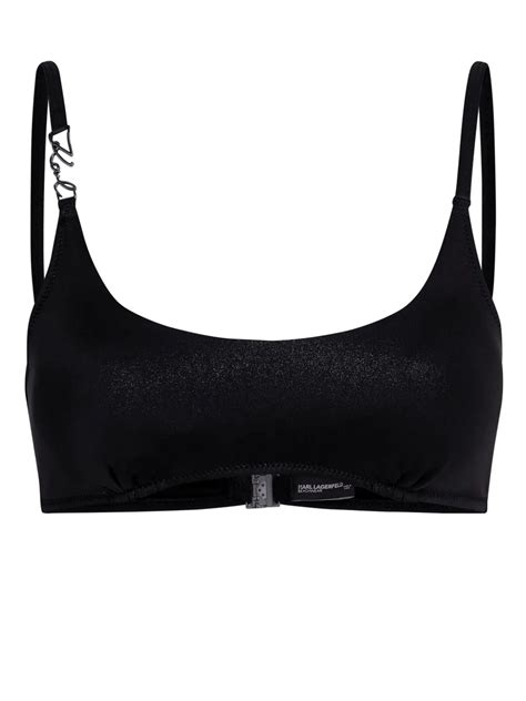 Karl Lagerfeld Signature Bandeau Bikini Top Black Farfetch