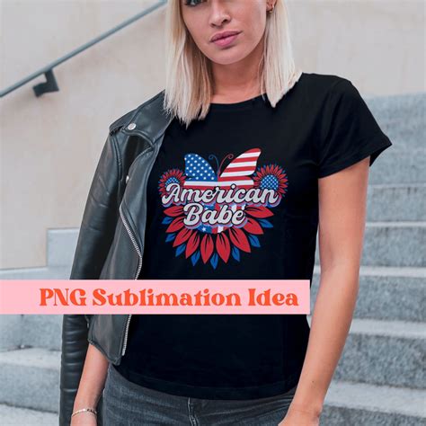 American Babe Png Fourth Of July Png Independence Day Sublimation Design For Girls Floral USA