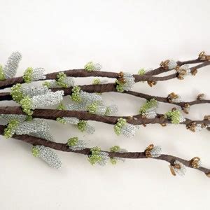 Set Of Beaded Pussy Willow Branches Pussy Willow Branch Arrangements Easter Pussy Willow