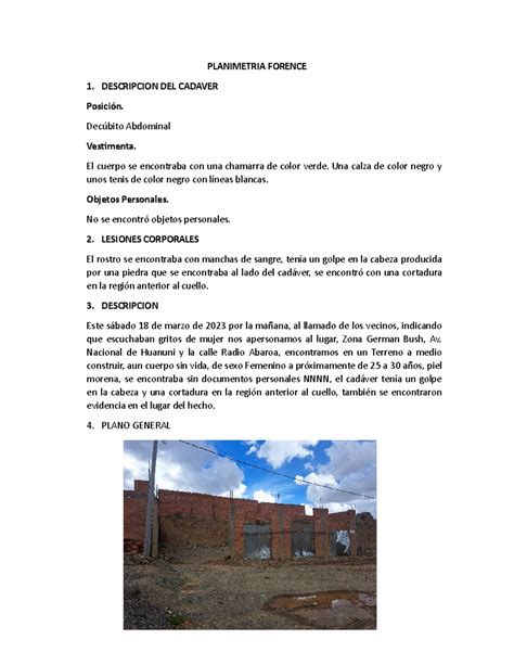 Planimetria Forence - Un descripción del lugar de los hechos