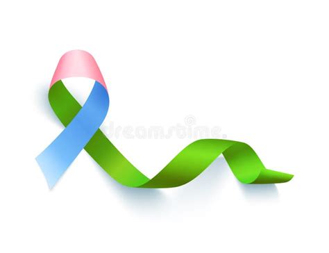 Realistic Green Ribbon Medical Symbol Of Lymphoma Liver Organ