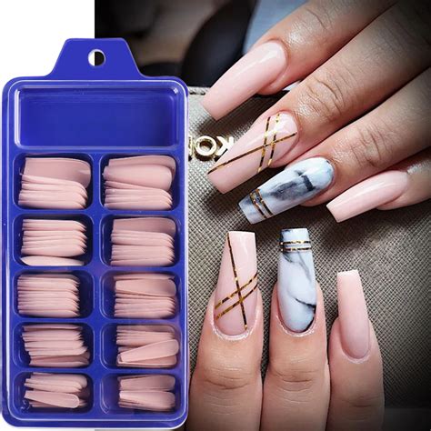 100Pcs Doodskist Nep Nagels Volledige Dekking Druk Op Nails Extension