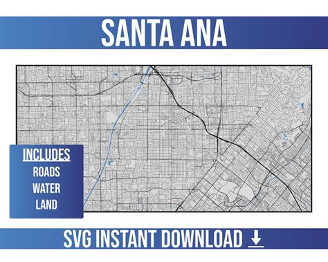 Santa Ana Svg Vector Street Map Santa Ana California United States