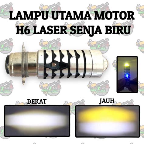 Jual Lampu Led Depan H6 Laser 2 Warna Plus Senja Biru Motor Matic