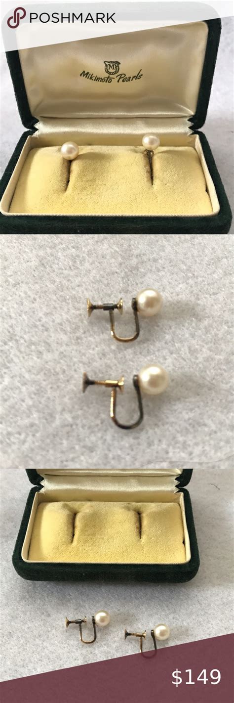 Vintage Mikimoto Pearl Earrings Screw Back Mikimoto Pearl Earrings