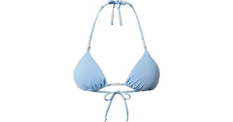 Twinset Triangle Bikini Top In Blue Lyst