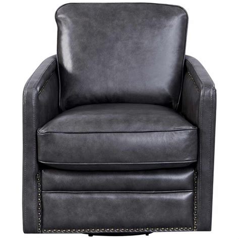 Leather Italia Alto Grey Leather Swivel Chair Great American Home