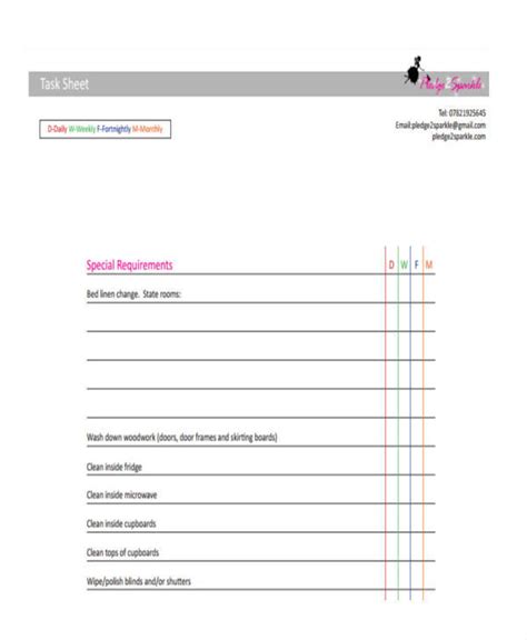 Free 15 Task Sheet Samples And Templates In Pdf Ms Word