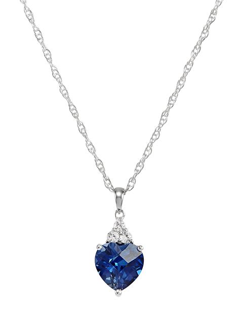 Brilliance Fine Jewelry Created Blue Sapphire Heart With Created White