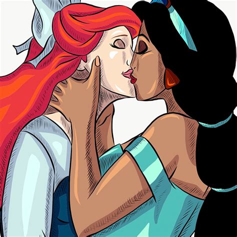 Ariel And Jasmine Lesbian Couple Disney Fan Art Available In Etsy