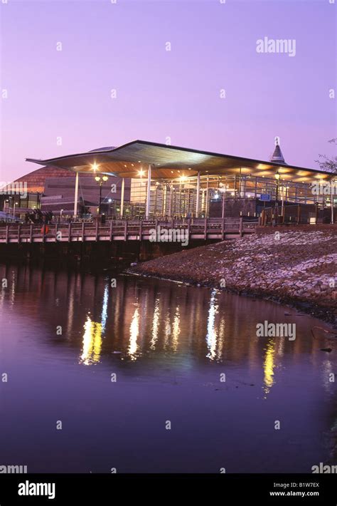 Senedd National Assembly For Wales Building Night View Cardiff Bay