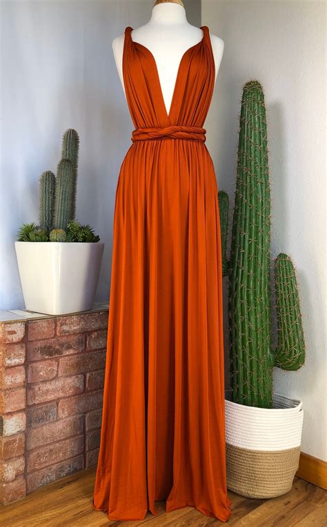 BURNT ORANGE Bridesmaid Dress CUSTOM LeNGTHS Convertible Dress