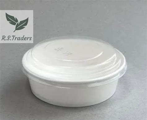 White Round Paper Food Container With Lid For Take Away Containers Capacity 750 Ml And 1250 Ml