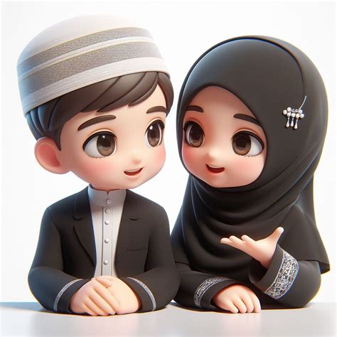 profil foto animasi  animasi couple muslim ilustrasi cinta seni