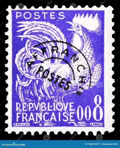 Postage Stamp Printed In France Shows Cock Precanceled Serie Circa