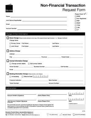 Fillable Online Non Financial Transaction Request Form Educators