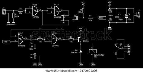 Schematic Diagram Electronic Device Vector Drawing Stock Vector