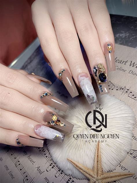 Móng bột phom thang màu thạch nude Móng tay Ngón tay Móng chân