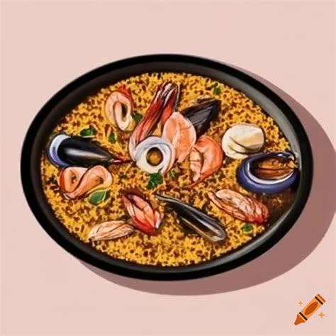 Premium Vector Paella With Shrimps Oysters And Slices Of Lemon