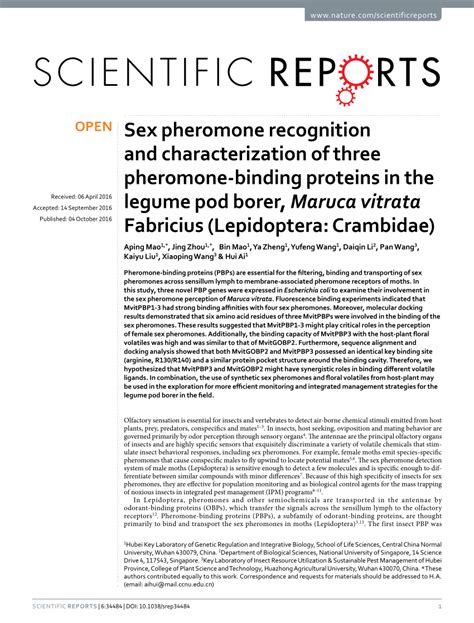 PDF Sex Pheromone Recognition And Characterization Of Three Pheromone