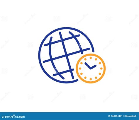 Time Zone Line Icon World Clock Sign Watch Vector Stock Vector