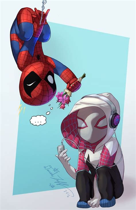 Chibi Spiderman Spidergwen Art Print Chibi Spiderman Spiderman Art