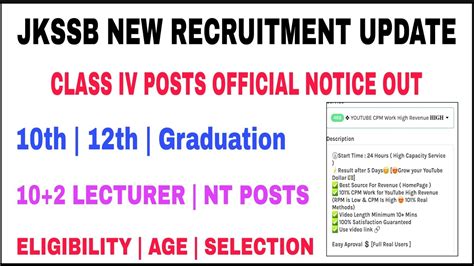 JKSSB New Posts 2024 Jkssb Class Iv Posts Notice 2024 Jkssb Naib