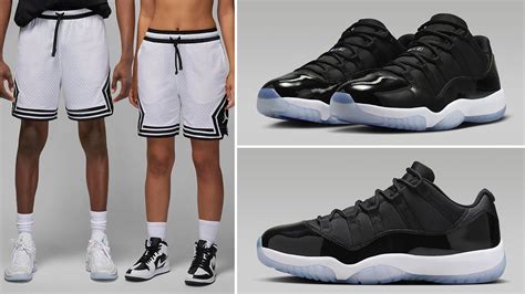 Air Jordan 11 Low Space Jam Black White Matching Shorts