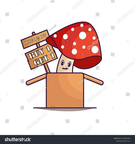 Cute Discount Mushroom Label Box Stock Vector Royalty Free 2124655307